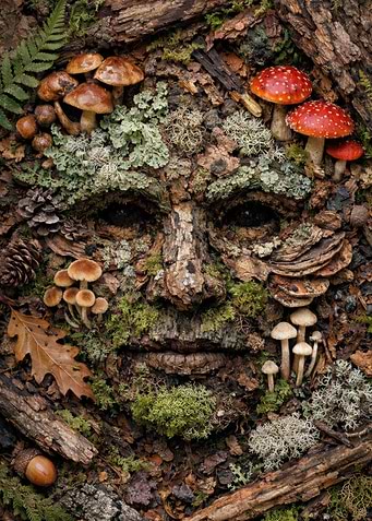 Forest Face Made of Natural Elements