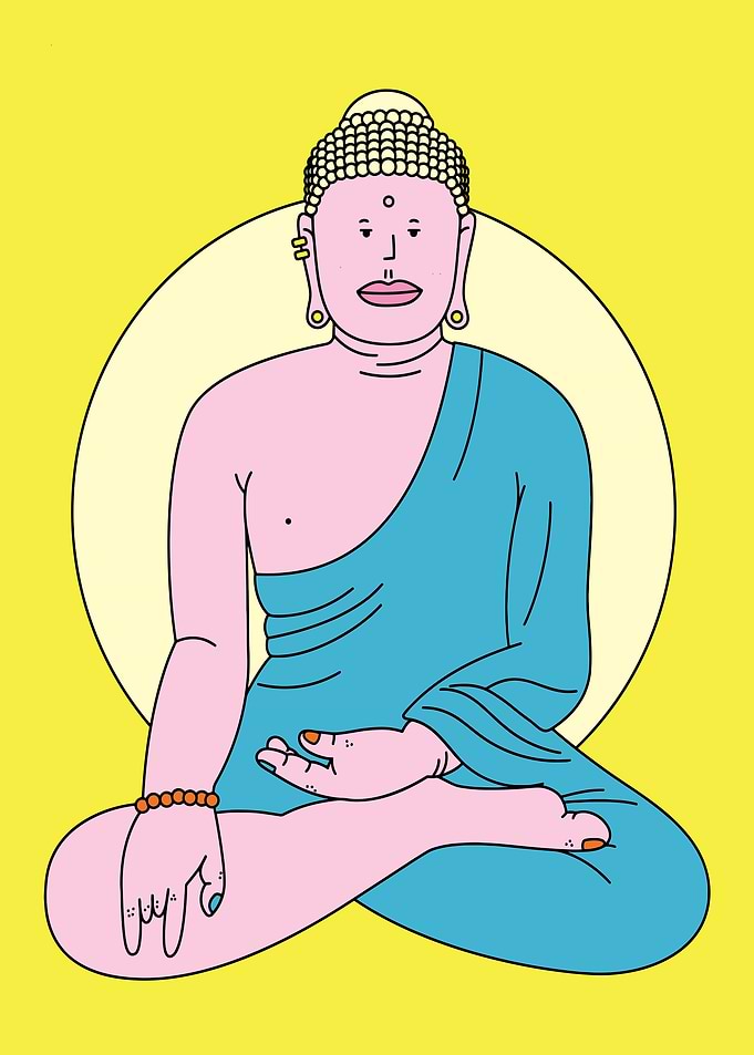 Buddha Meditating with Halo