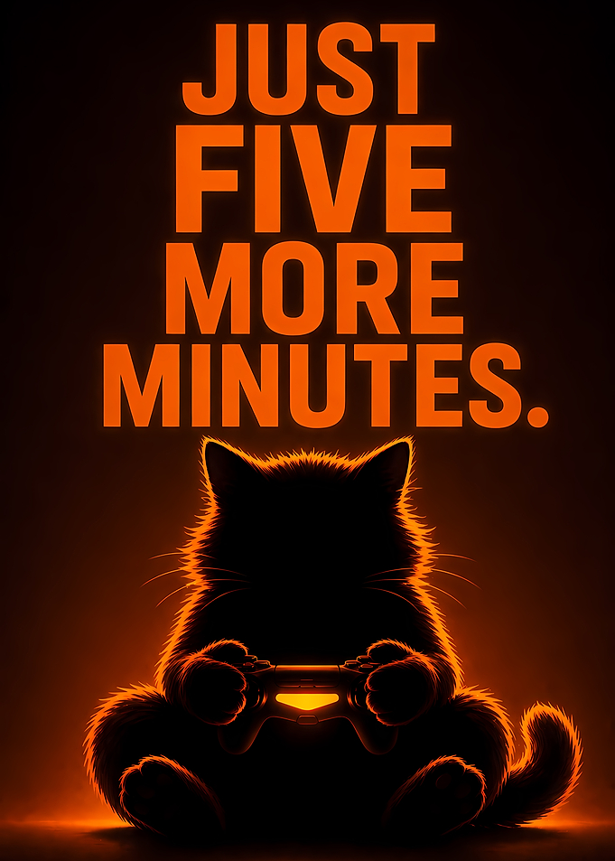 Gamer Cat Just Five More Minutes