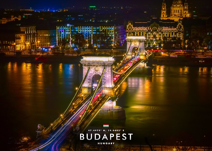 Budapest Chain Bridge at Night