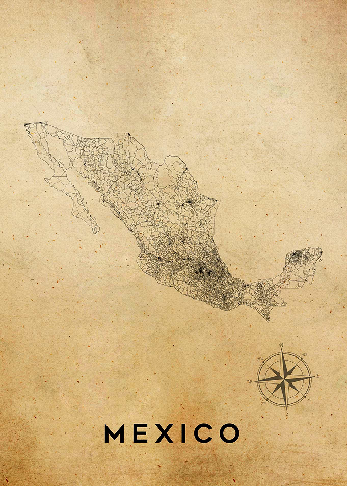 Map of Mexico Vintage