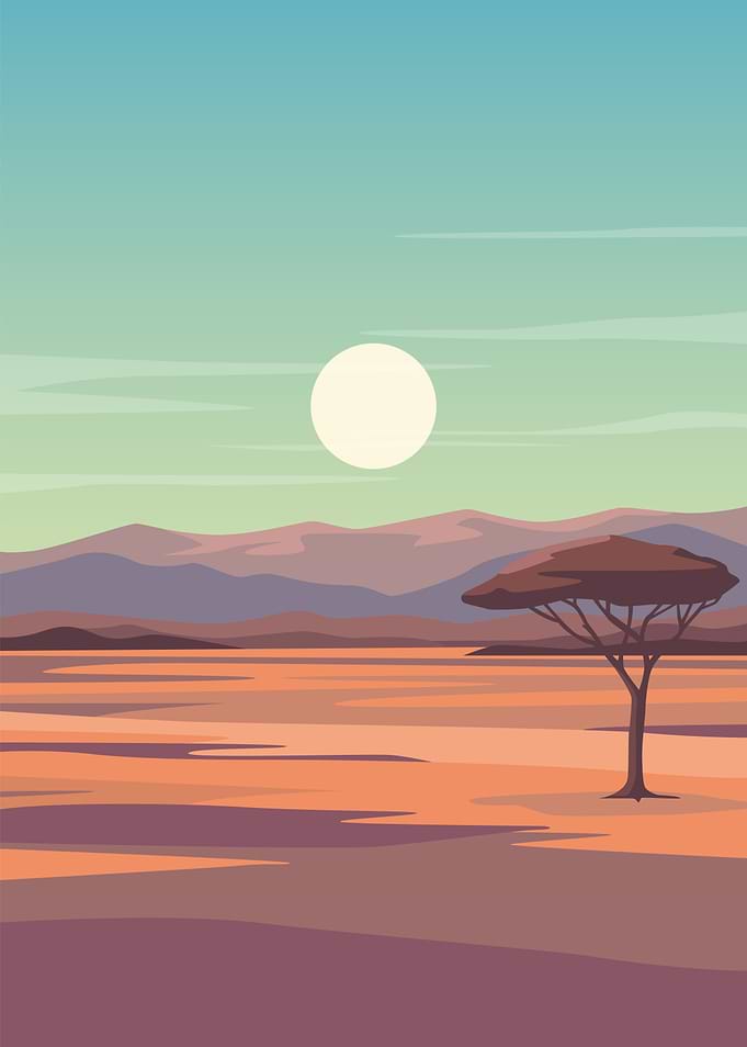 African Savannah Sunset Landscape