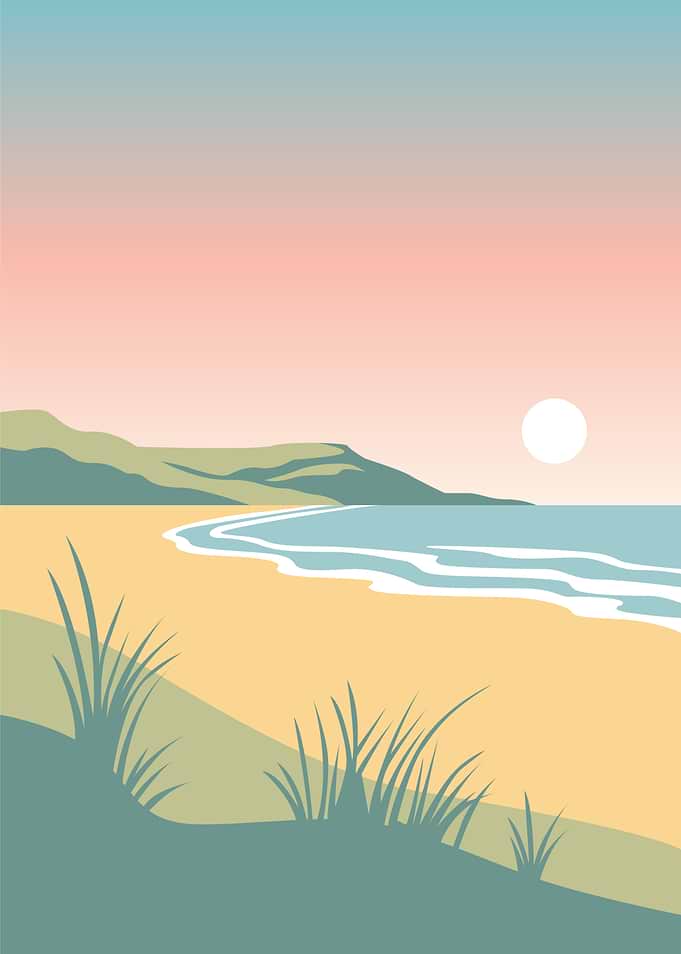 Minimalist Beach Sunset Landscape