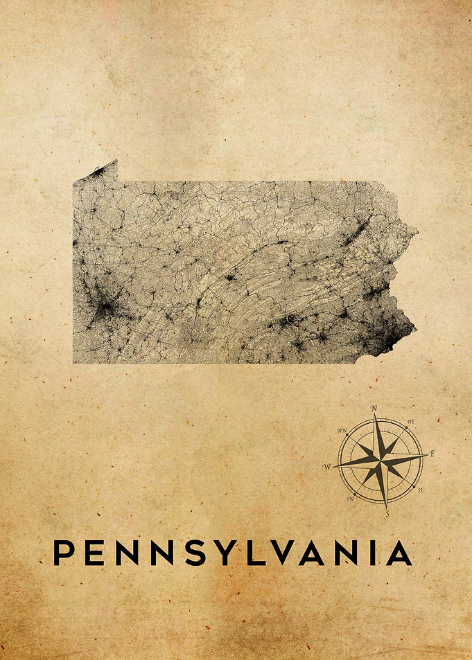 Pennsylvania Map Vintage