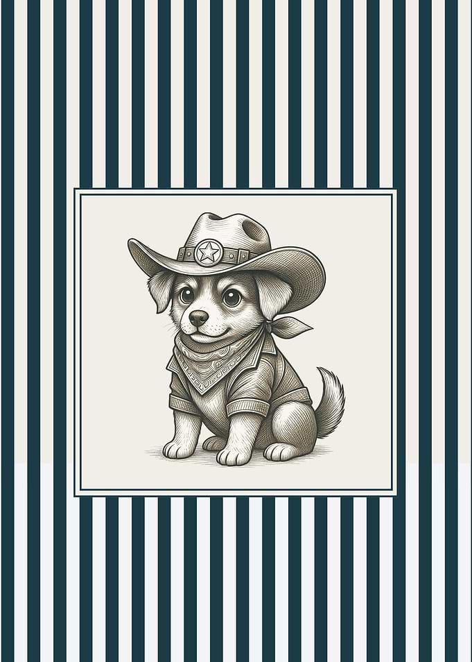 Cute Cowboy Puppy Illustration