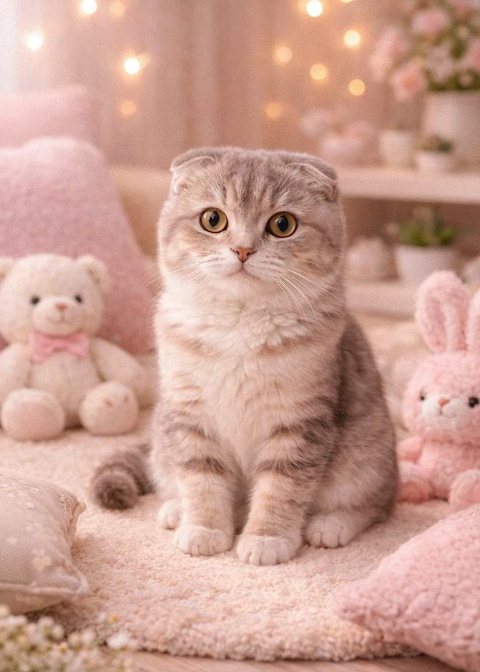 Cute Scottish Fold Kitten with Toys