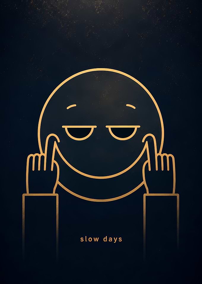 Minimalist Emoji with 'Slow Days' Text