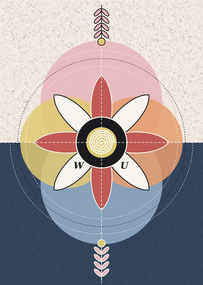 Geometric Floral Symbol with Letters