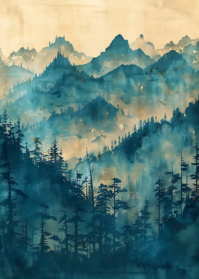 Misty Mountain Forest Landscape