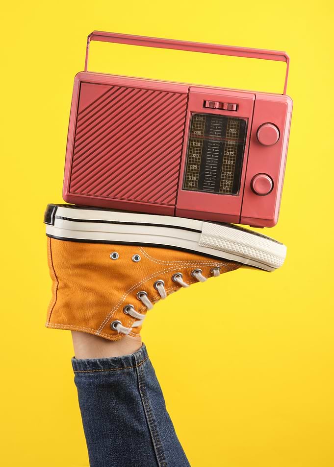 Retro radio on a sneaker