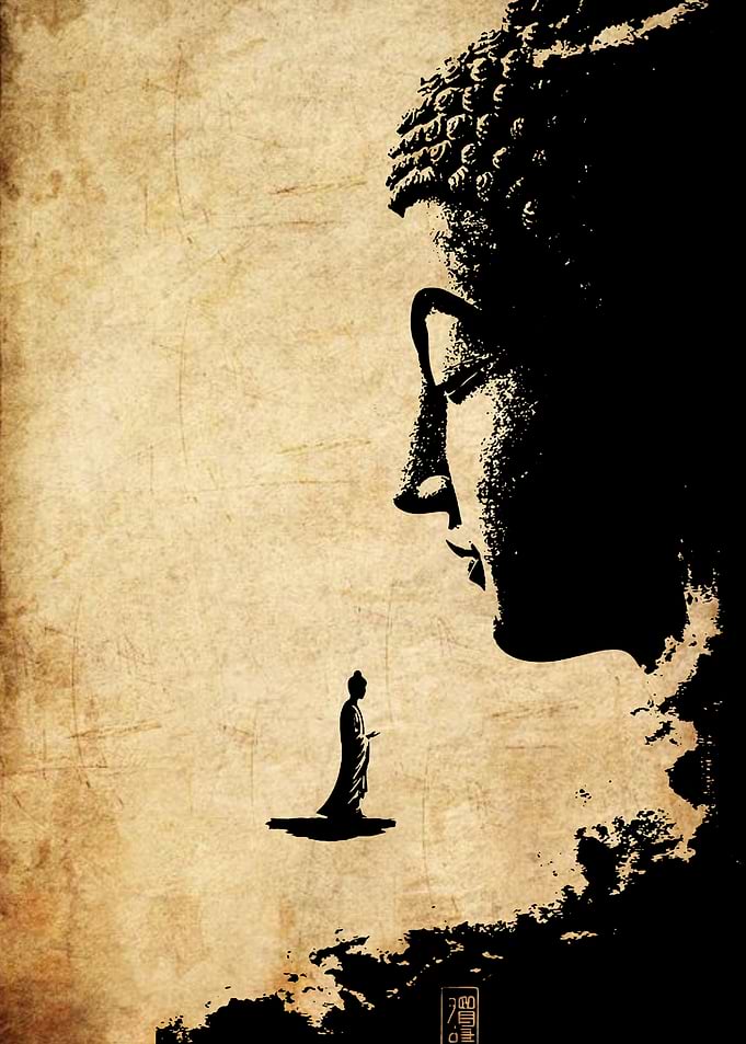 Buddha and Disciple Silhouette