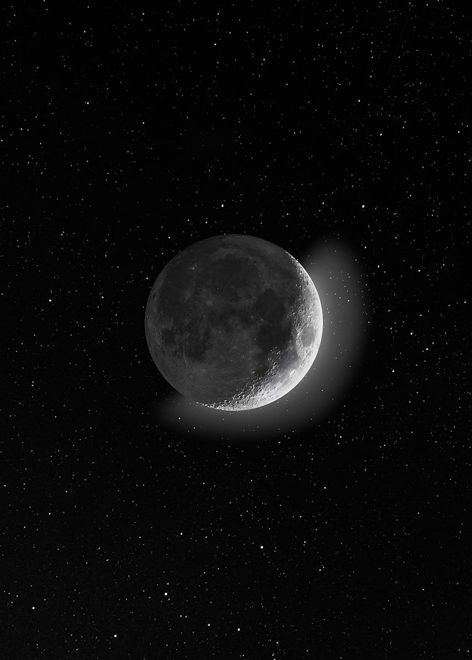 Black and White Moon Poster – Minimalist Night Sky Wall Art, Lunar Astrophotography , Dark Moon Home Decor