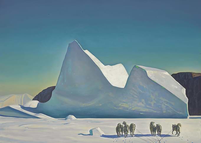 Dog Sled Team in Arctic Landscape