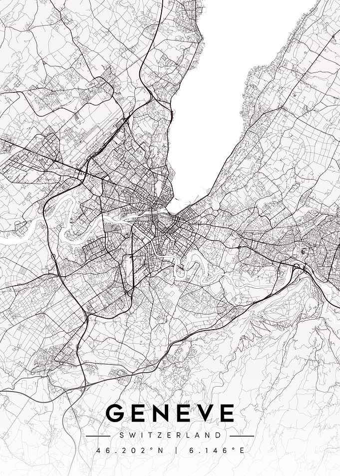 Geneva Switzerland Map Minimal