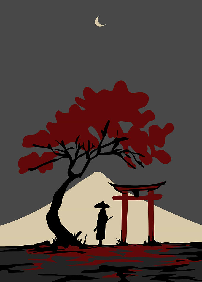 Samurai Under a Red Tree