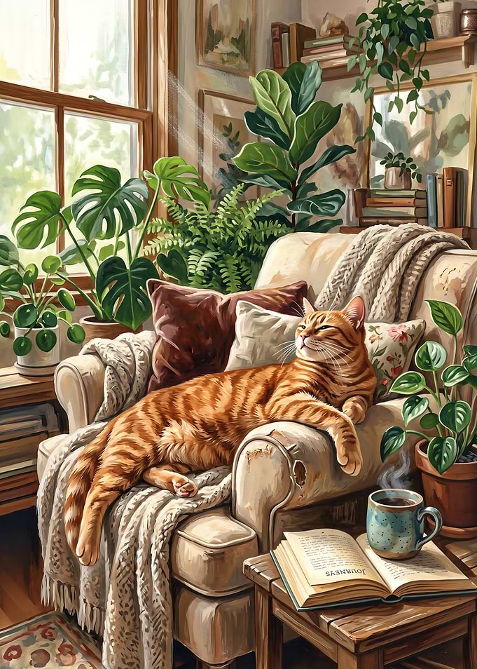 Cozy Cat Reading Nook
