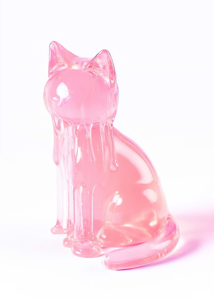 Pink Drip Cat Sculpture