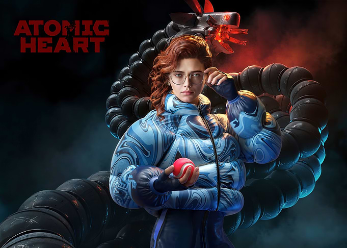 Atomic Heart Character with Robotic Serpent