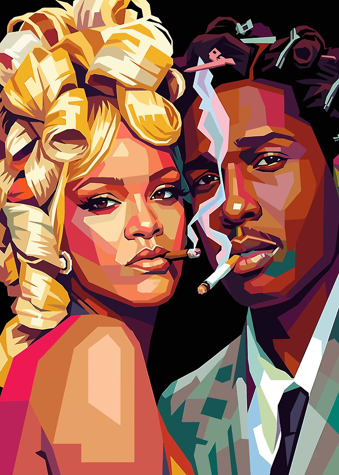 Rihanna and A$AP Rocky Pop Art Portrait