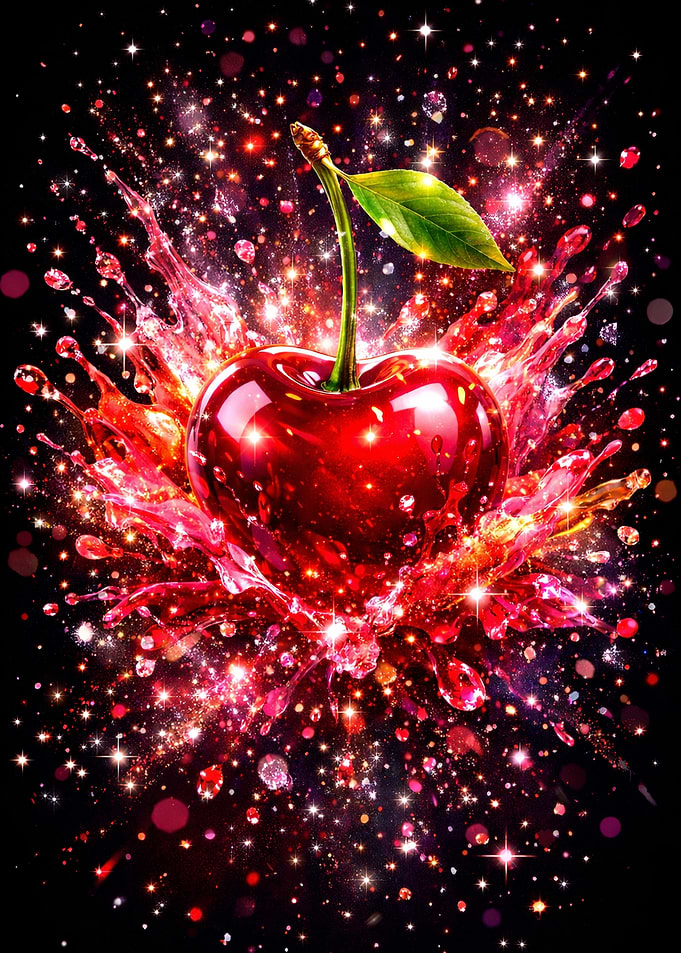 Exploding Cherry with Glitter
