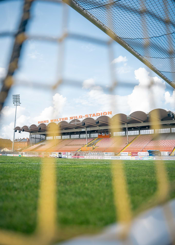 Soccer stadium through a net