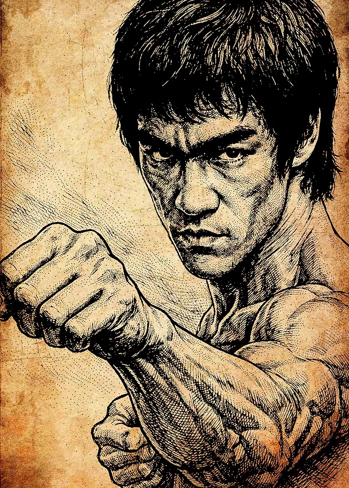Bruce Lee in Fighting Stance
