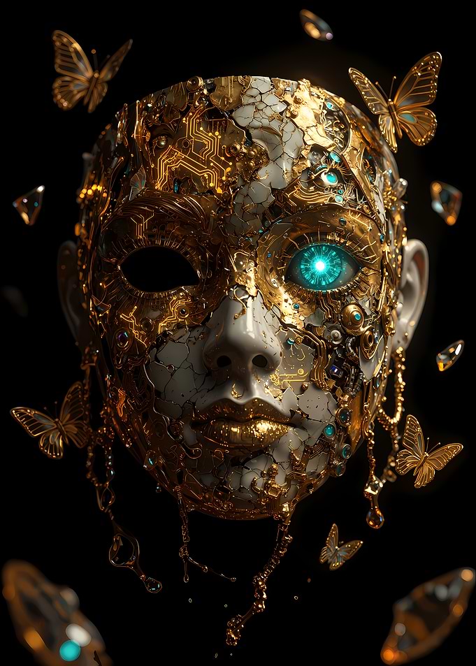 Cyberpunk Mask with Butterflies
