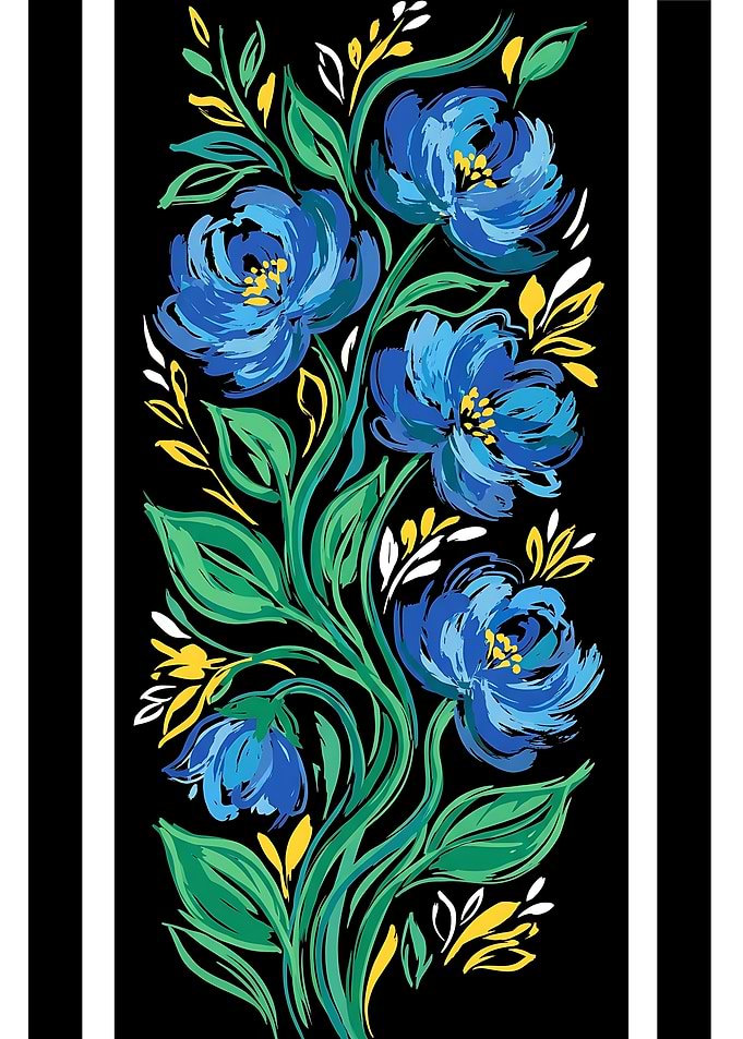 Blue Floral Brushstroke Art