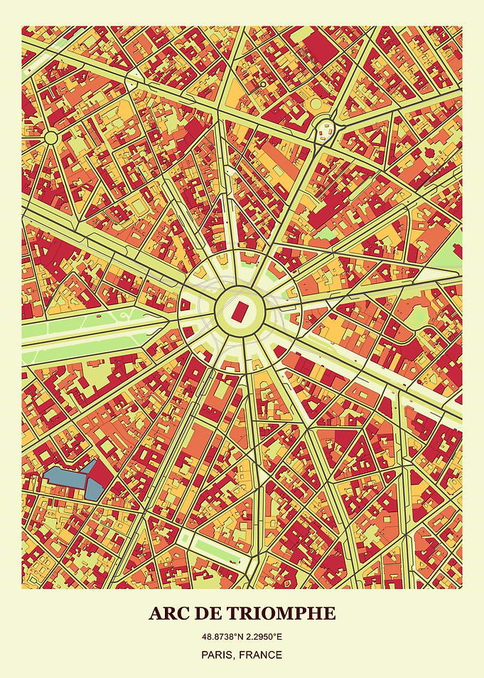 Arc de Triomphe Map Art