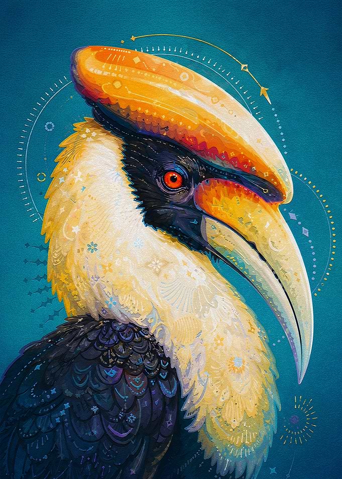 Ornate Hornbill Portrait