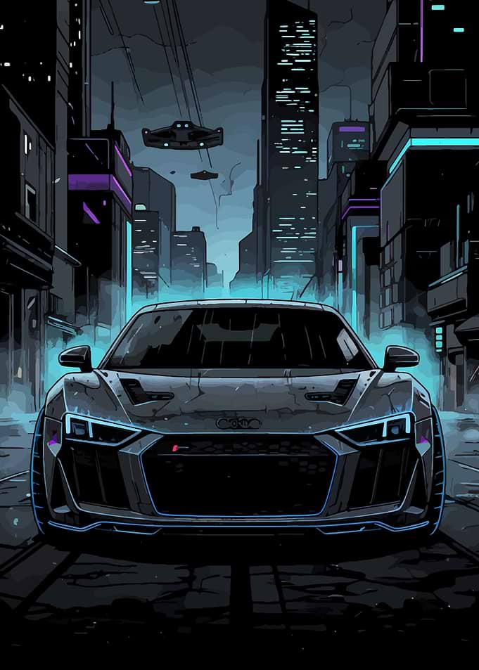 Cyberpunk Audi R8 in Neon City
