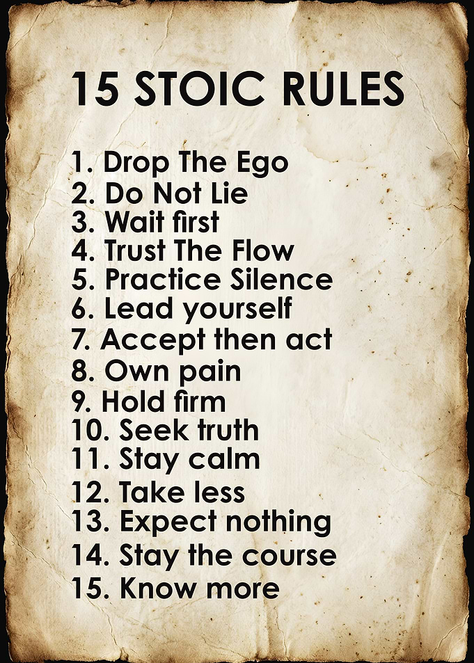 15 Stoic Rules for Life | Vintage Philosophy Print