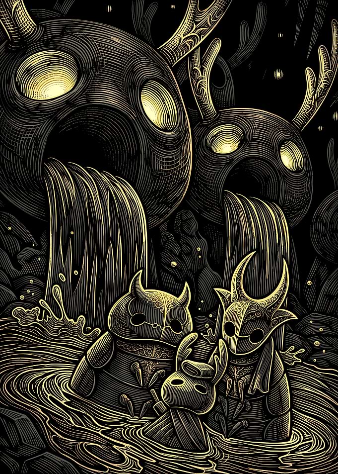 Hollow Knight Characters in Water