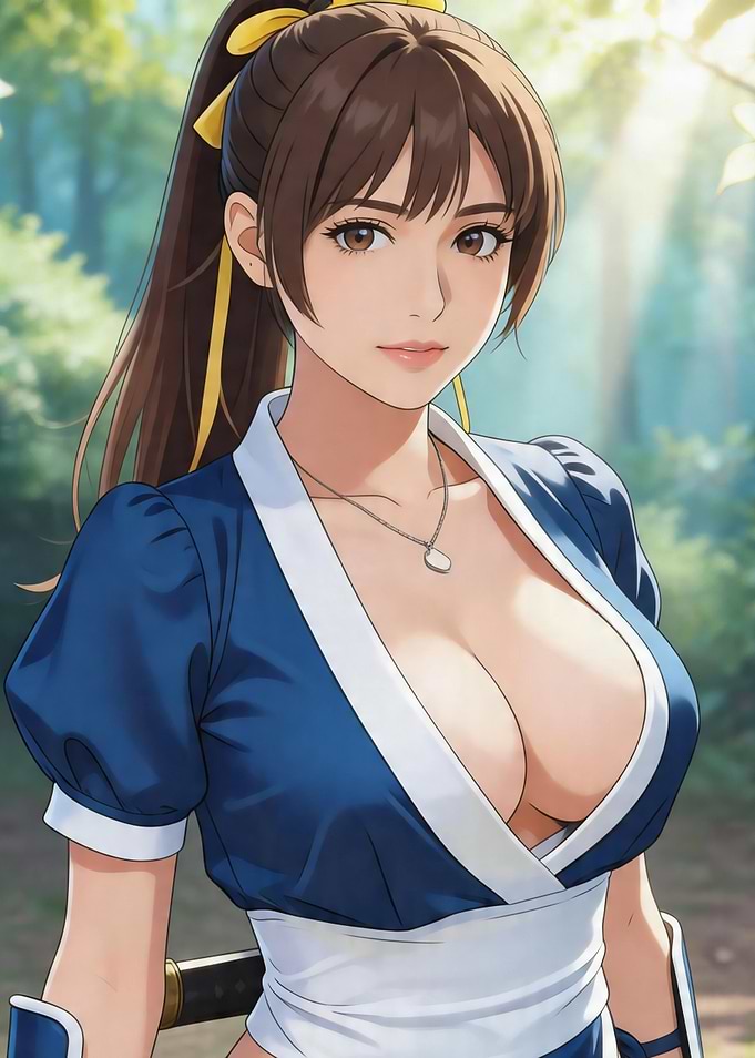 Anime Samurai Woman in Blue Outfit