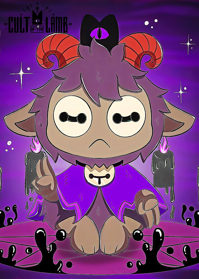 Cult of the Lamb character with candles