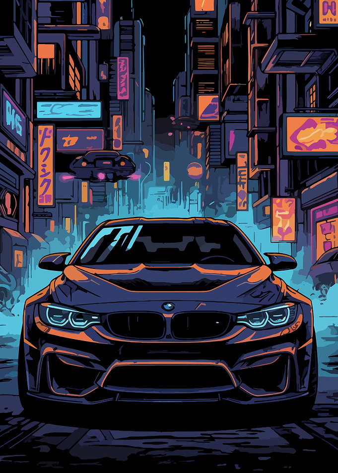 Cyberpunk BMW M4 in Neon City