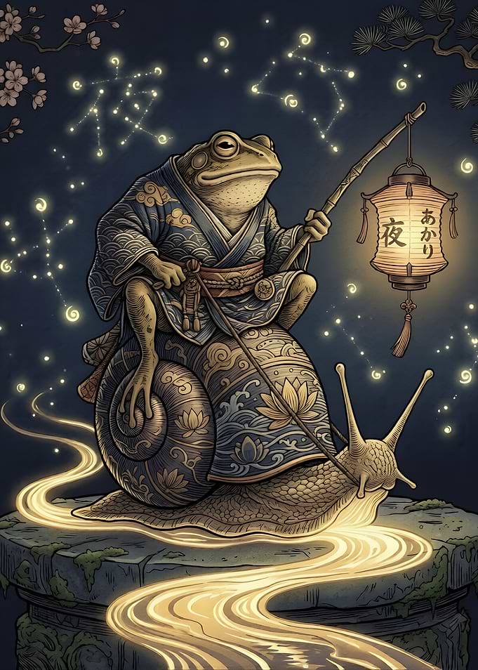 Frog on Snail with Lantern