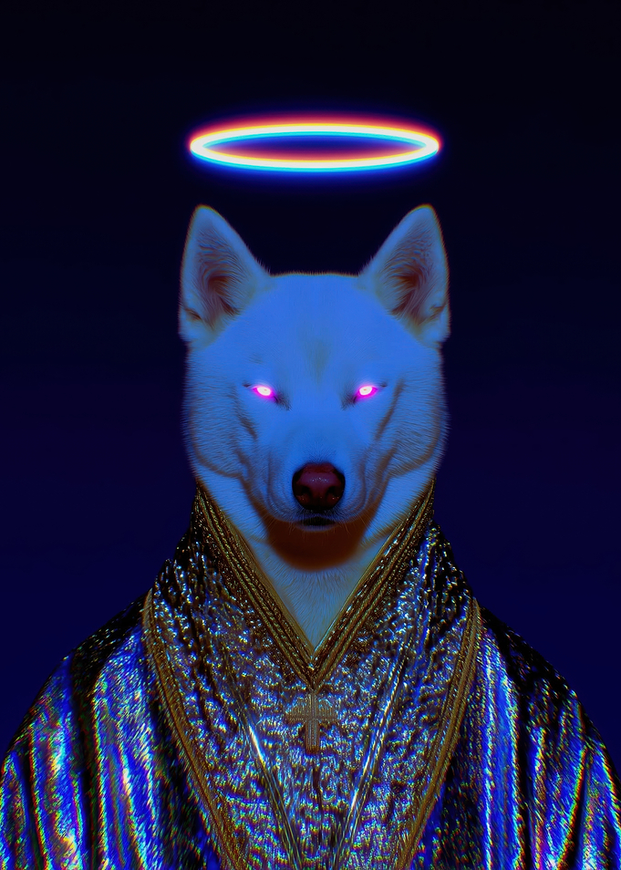 Dog with Halo and Ornate Robes