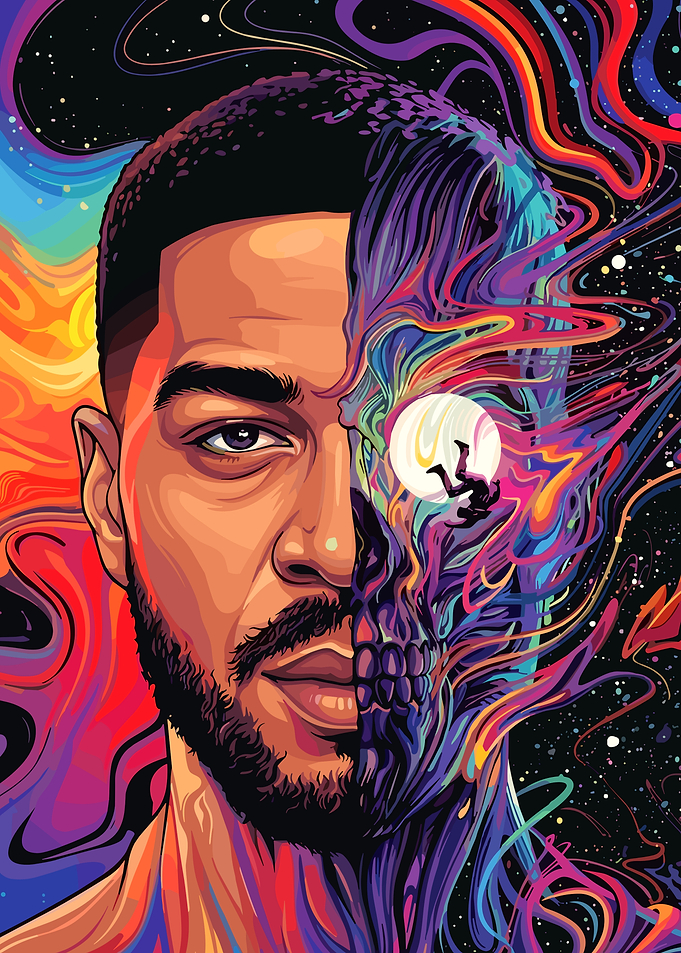 Psychedelic Portrait of Kid Cudi