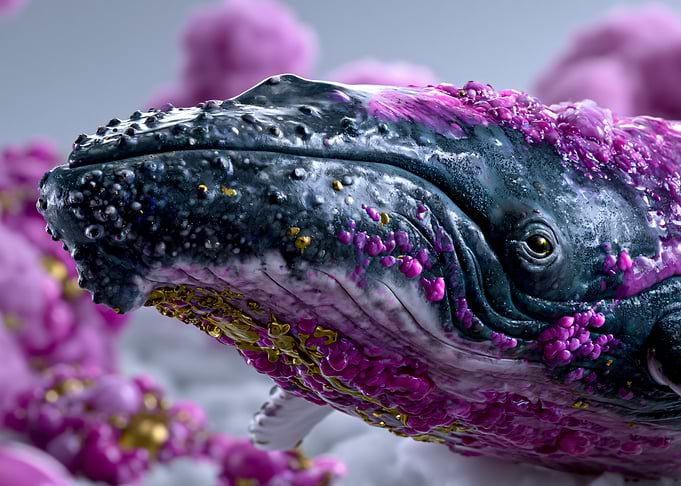 Whale with Pink and Gold Embellishments