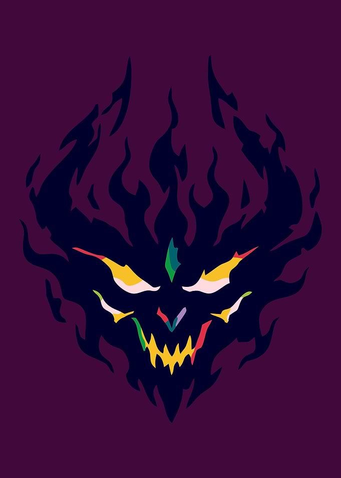 Dark Fiery Demon Face