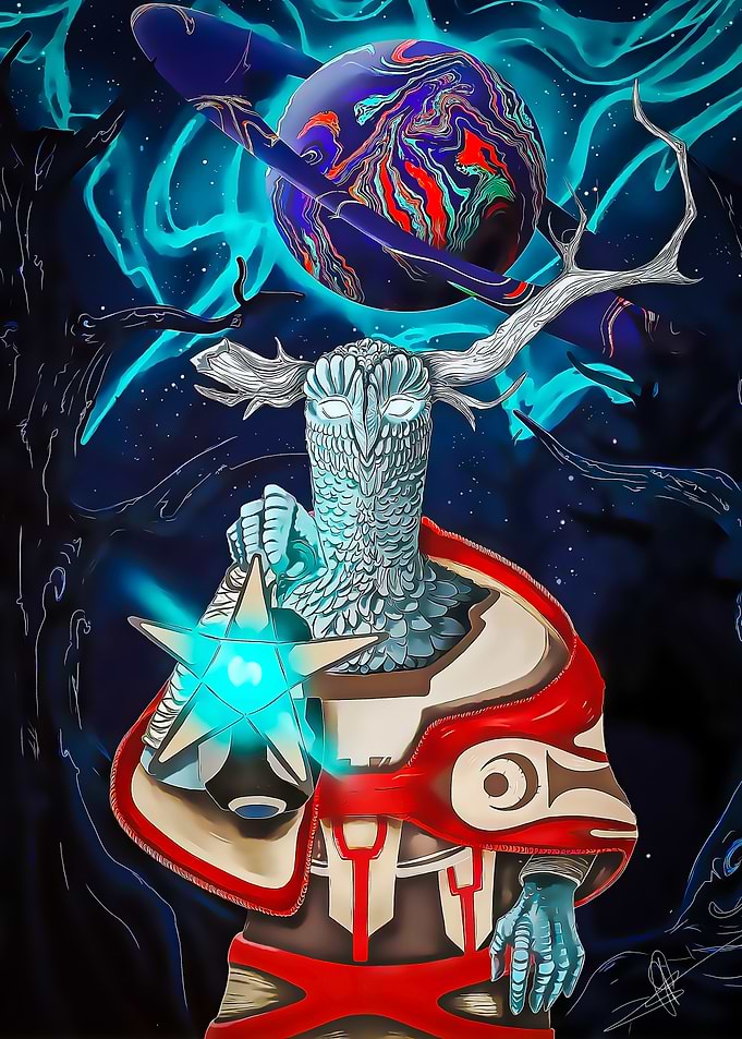 Outer Wilds Cosmic Owl Guardian with Star Lantern