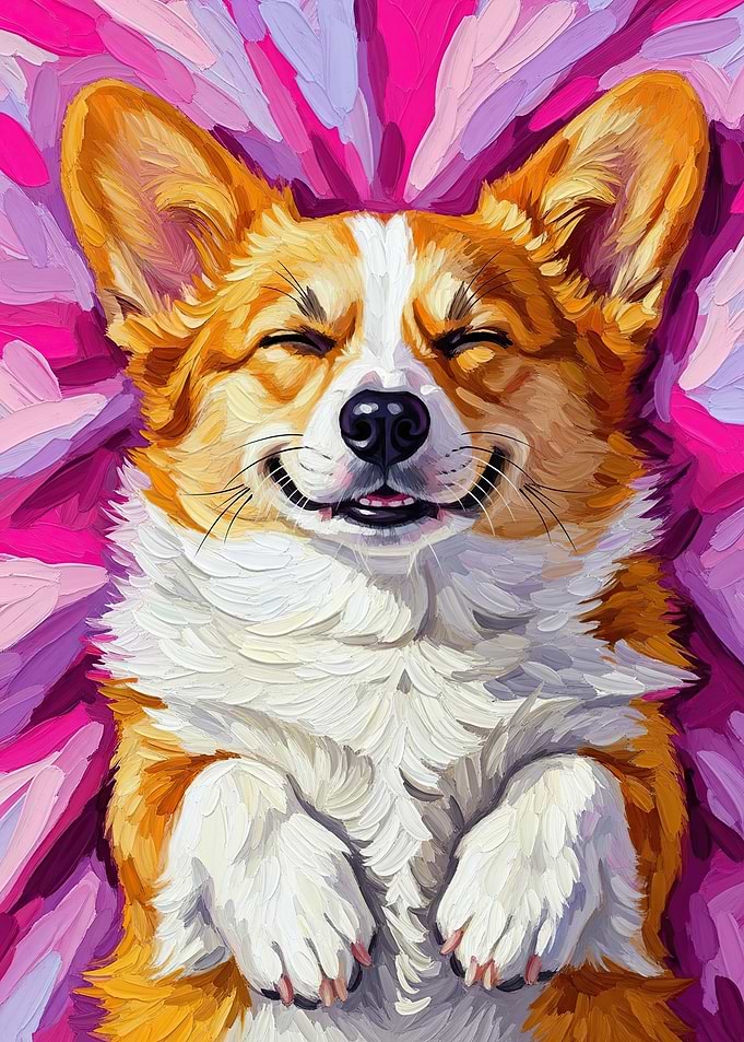 Happy Corgi Painting