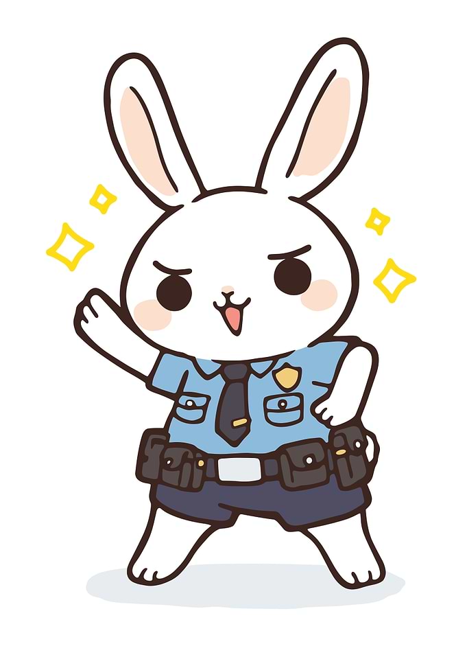 Cute Police Bunny Character
