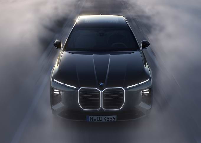 BMW iX Driving Through Fog