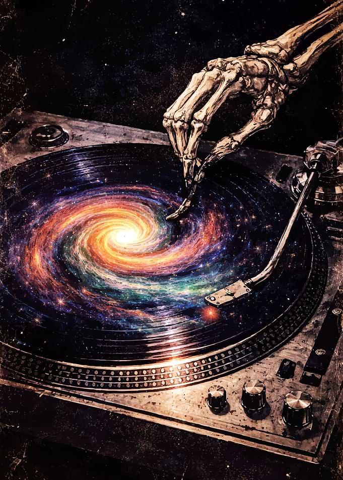 Skeleton DJ Galaxy Vinyl Music Record