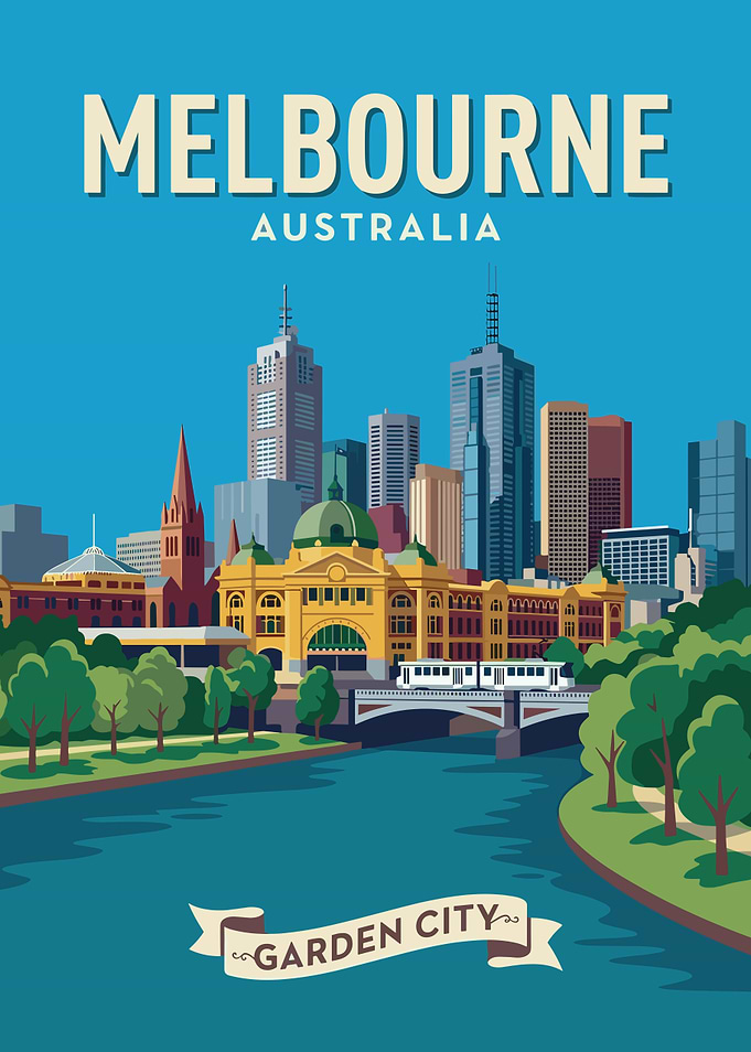 Melbourne Australia Garden City Skyline