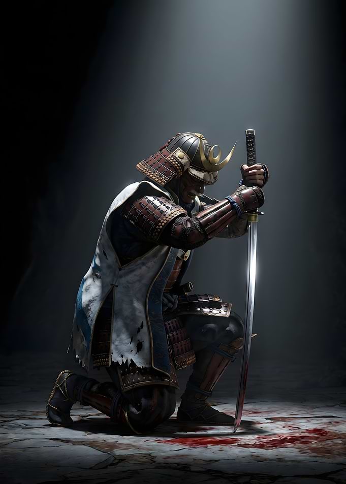 Samurai Kneeling with Sword
