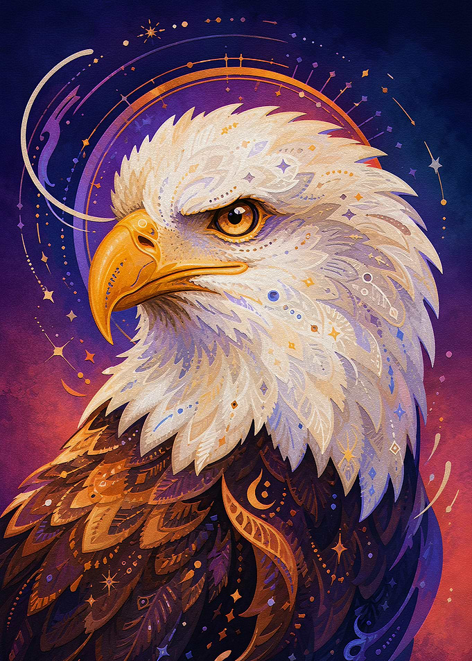 Majestic Eagle with Celestial Accents
