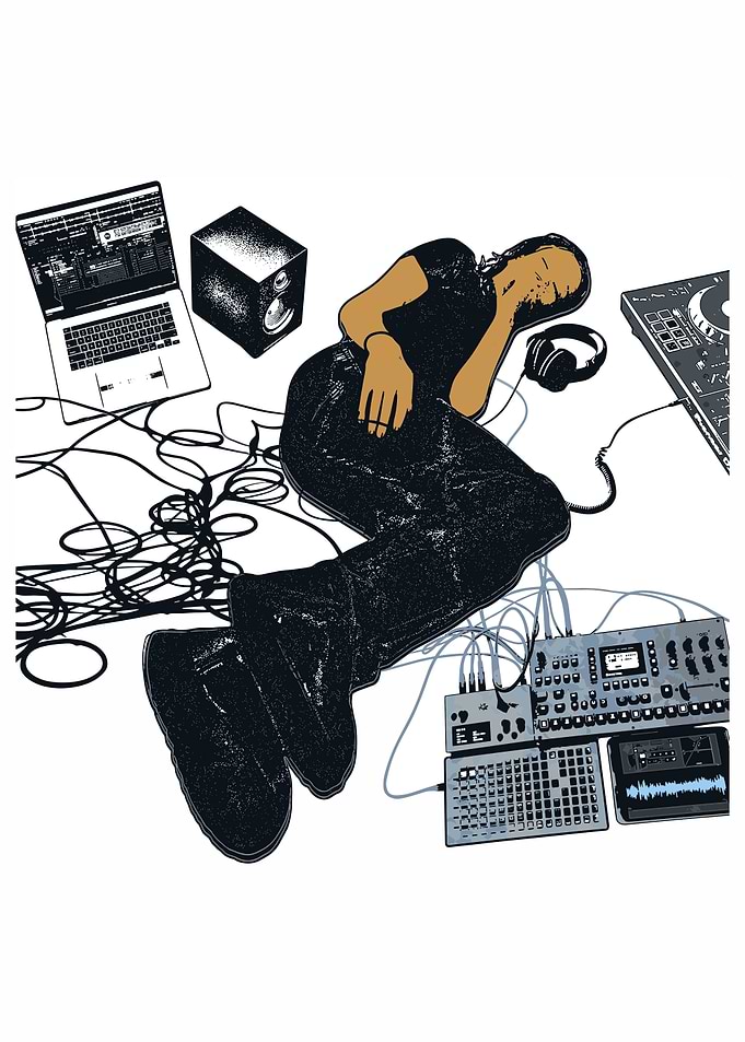 Musician Overwhelmed by Music Equipment